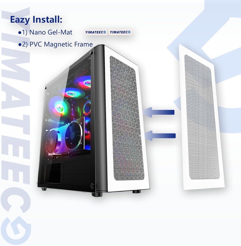YIMATEECO Dust Filter PC 360mm x 120 mm Magnetic Fan Dust Mesh for Computer Cooler/PSU/Routers, PVC 50 Mesh PC Case Screen Dustproof Vent Filter Cover Fan Grills (PVC, 120 * 360mm, 4pcs, White) - Image 2